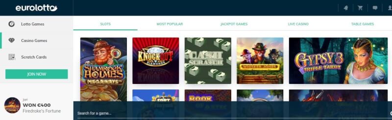 eurolotto casino website offers gambling games, lotto games, first deposit bonus and campaigns for brand new players-logo