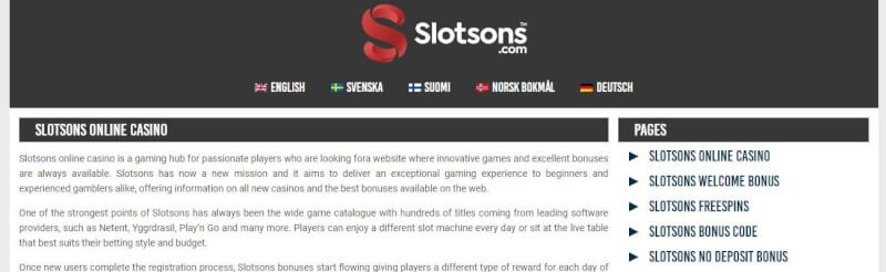 slotsons website includes gambling games, ilk depozit bonusu və yeni oyunçular üçün təkliflər-loqosu