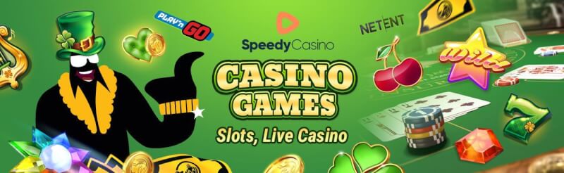 speedy casino offers various gambling games like slots, table games, blackjack, roulette and real time casino-logo