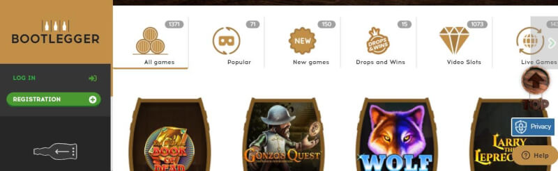 bootlegger website provides casino games, ilk depozit bonusu və yeni oyunçular üçün kampaniyalar-loqosu
