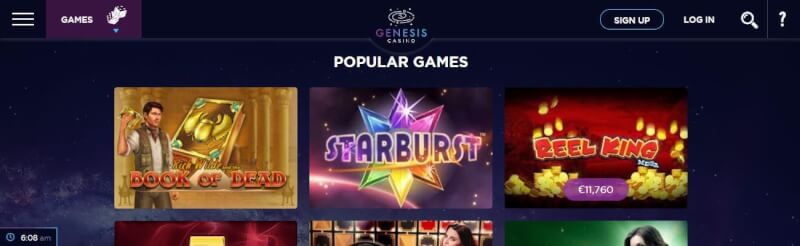 genesis casino lobby offers preferred games like starburst and book of lifeless, in addition extra provides are obtainable from menu-logo
