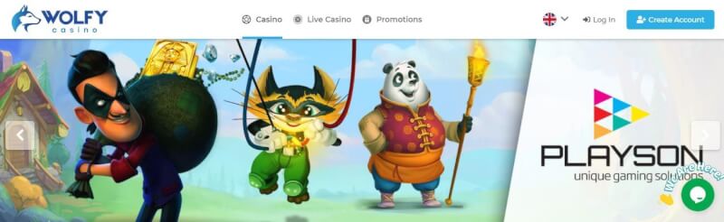 wolf casino homepage offers casino games and campaigns for new players-logo