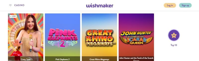 wishmaker casino homepage offers casino games, çox ilk depozit əlavə və yeni oyunçular üçün kampaniyalar-loqosu
