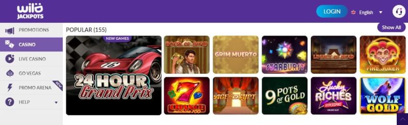 wild jackpots casino homepage offers casino games and promotions for brand new players-logo