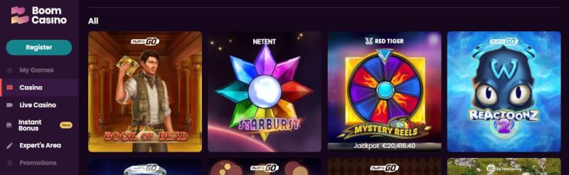 Boom qumar oyunları və Slots-loqosu