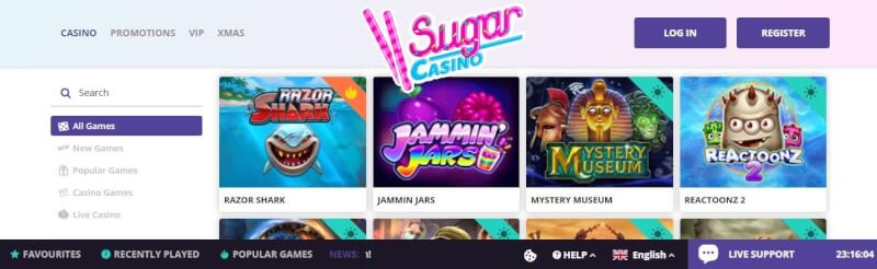 sugar casino website offers gambling games, ilk depozit əlavə və yeni oyunçular üçün təkliflər-loqosu