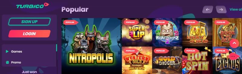 turbico casino homepage provides gambling games, ilk depozit əlavə və yeni oyunçular üçün promosyonlar-loqosu