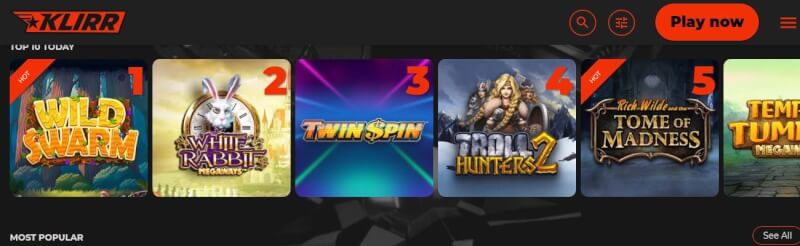 klirr casino website provides casino games, very first deposit bonus and offers for new players-logo