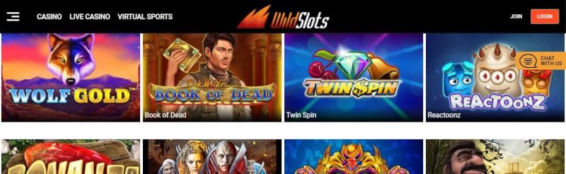 wildslots homepage offers gambling games, ilk depozit əlavə və yeni oyunçular üçün promosyonlar-loqosu
