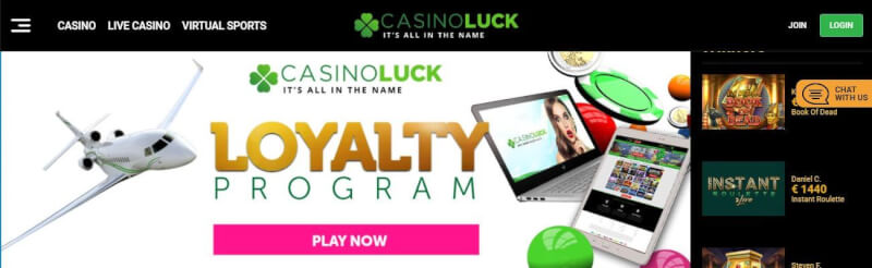casinoluck website offers casino games, ilk depozit əlavə və yeni oyunçular üçün kampaniyalar-loqosu