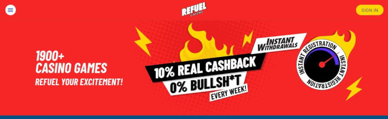 refuel casino website offers trustly pay n play deposits and Cashback offer-logo