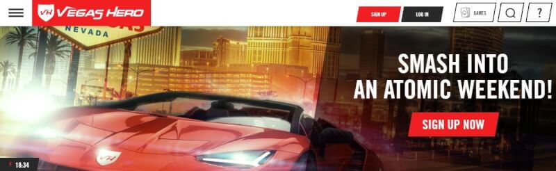 vegas hero casino website includes gambling games, ilk depozit bonusu və yeni oyunçular üçün təkliflər-loqosu