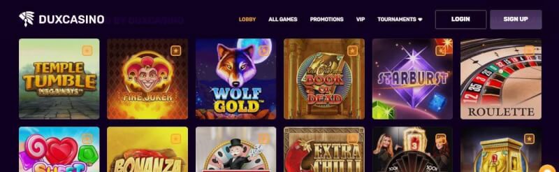 duxcasino homepage provides gambling games and offers for brand new players-logo