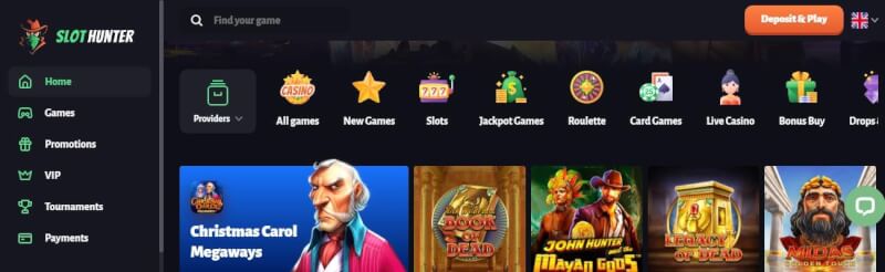 slothunter lobby offers gambling games, promotions, vip players, casino tournaments and payment options-logo