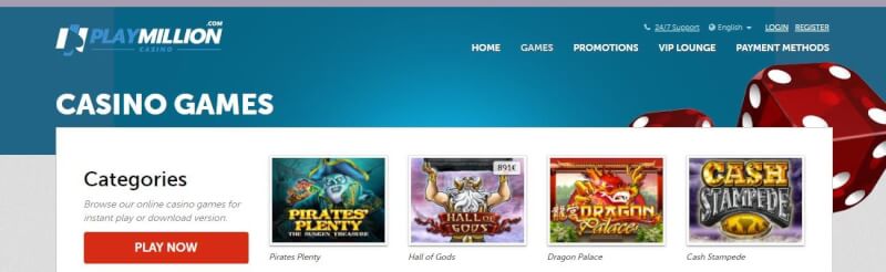 playmillion website provides casino games and offers for brand new players-logo