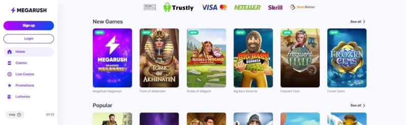 megarush website provides casino games, ilk depozit əlavə və yeni oyunçular üçün promosyonlar-loqosu