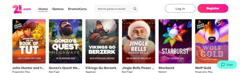 21.com website provides casino games and campaigns for new players-logo