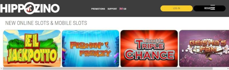 hippozino homepage offers casino games, very first deposit extra and offers for brand new players-logo