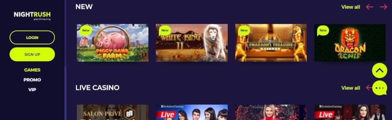 nightrush casino website provides casino games, cashback bonus and campaigns for brand new players-logo