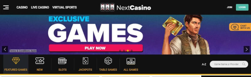 next casino homepage offers gambling games, çox ilk depozit əlavə və yeni oyunçular üçün kampaniyalar-loqosu
