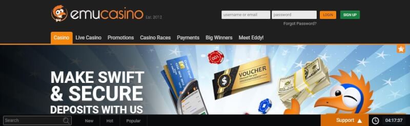 emu casino website provides casino games, ilk depozit bonusu və yeni oyunçular üçün kampaniyalar-loqosu