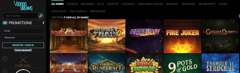 voodoo desires website provides casino games, ilk depozit əlavə və yeni oyunçular üçün təkliflər-loqosu