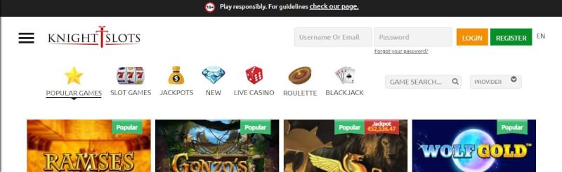knightslots casino website provides gambling games, ilk depozit əlavə və yeni oyunçular üçün promosyonlar-loqosu
